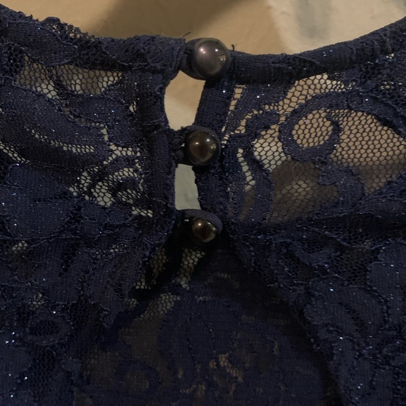 Size 1 Juniors Formal Two Piece Dress Navy Floral - Picture 3 of 8